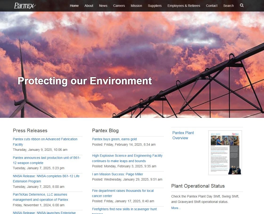 德州潘特克斯核武工廠官網。(互聯網)