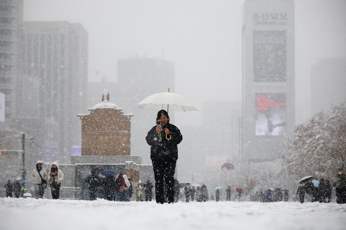 南韓多地氣溫將進一步下跌,並出現暴雪天氣。(資料圖片)