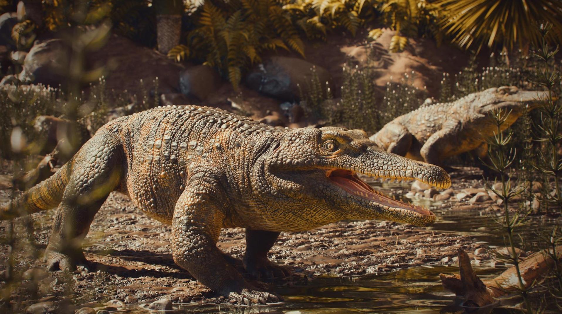 新發現的化石為原鱷龍科(Proterochampsidae),科學家以電腦模擬其外形。(互聯網)