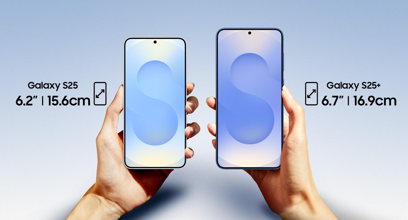Samsung Galaxy S25及S25+尺寸分別。