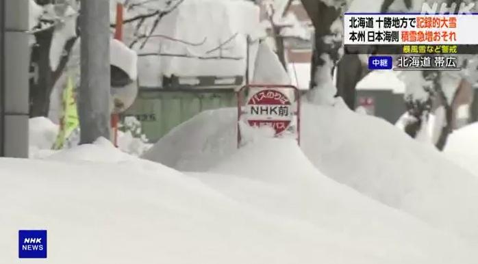 北海道帶廣市降強雪情況。(互聯網)