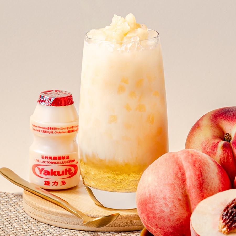 白桃多多 (跟餐價+$15,單點價$28) 有粒粒桃肉,果香甜爽。