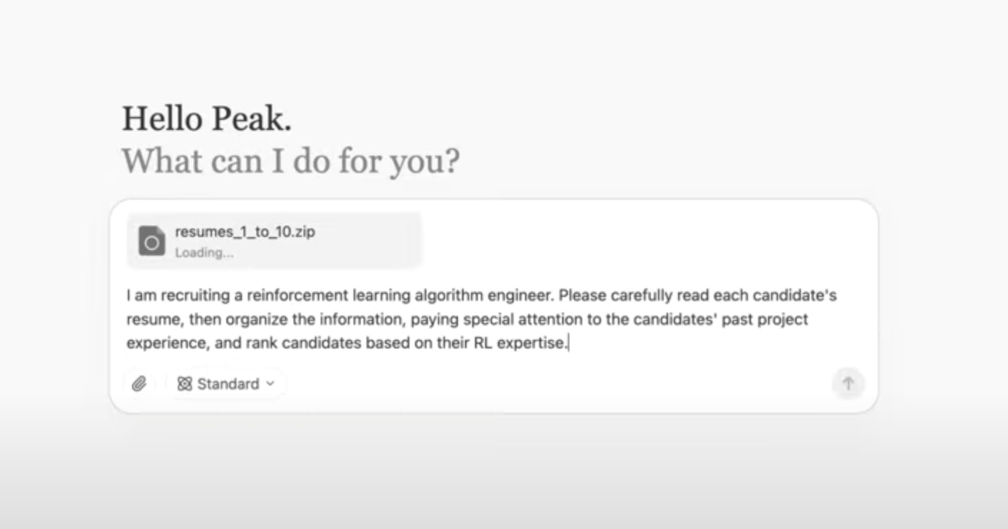 Manus爆紅的原因據報與一段4分鐘的影片有關。影片展示了3個Manus應用案例,包含自主篩選15份簡歷,分析入選者資格並生成Excel格式的排名報告,得出5個「最佳候選人」。(影片截圖)