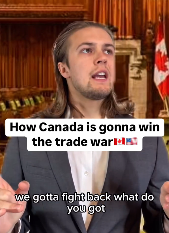 楝篤笑演員普奇斯基拍片探討加拿大該如何勝出關稅戰。(互聯網)
