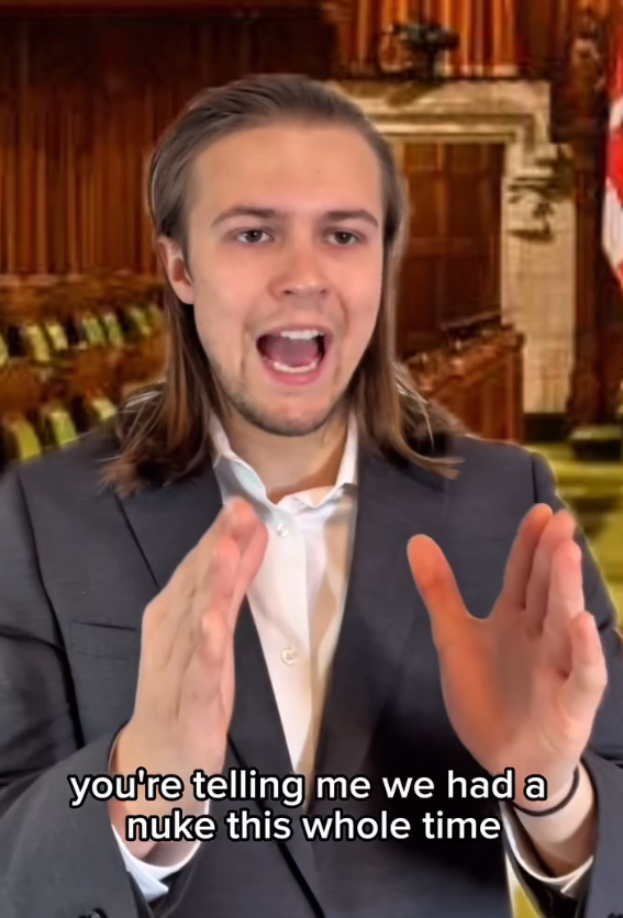 楝篤笑演員普奇斯基拍片探討加拿大該如何勝出關稅戰。(互聯網)