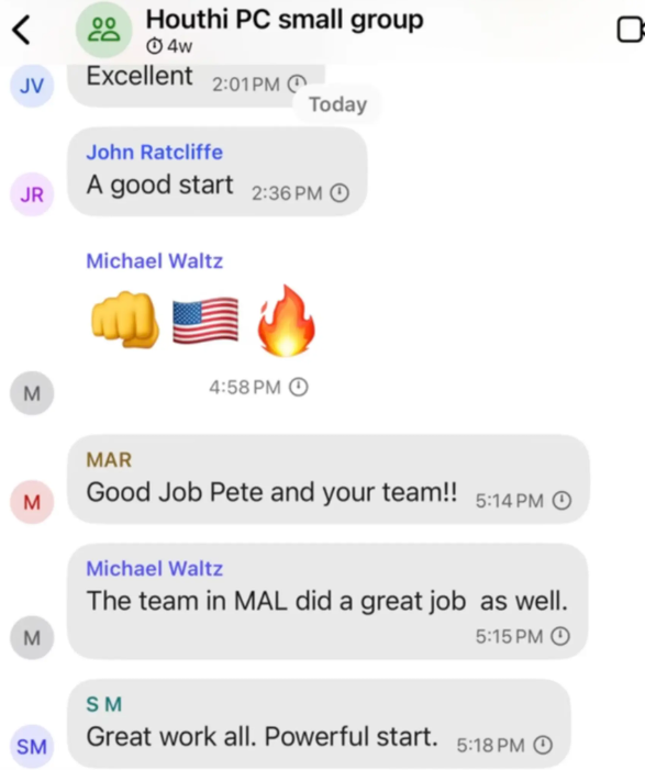 戈德堡細看各人留言後認為這些留言極似真人,但仍然半信半疑,直至3月15日「海格塞思」發言,交代美軍即將對胡塞進行空襲,包括使用的武器、打擊目標、時間等,約2小時後美軍便真的按照對話內容空襲也門首都薩那。(網上圖片)