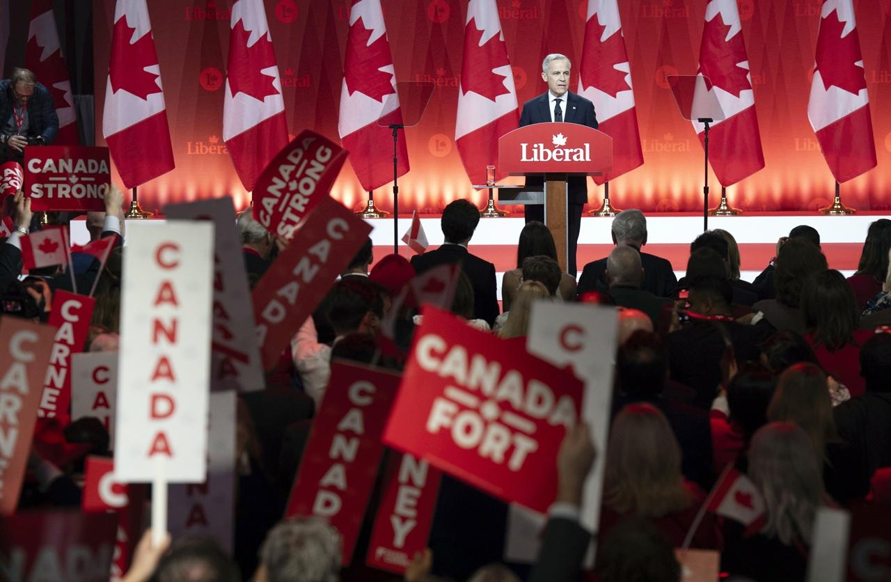 卡尼指,加拿大將繼續實施報復性關稅,直至美國人展示對加拿大的尊重為止。(AP)