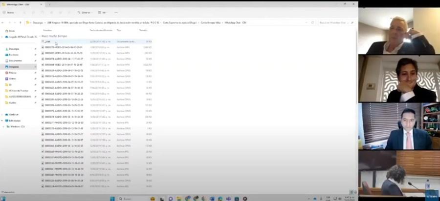 烏力貝在視像圖首,女檢察官於視像圖尾。(X)