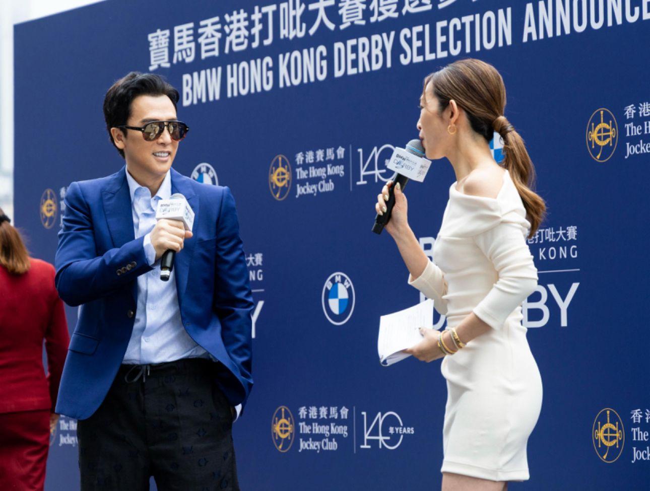 甄子丹連任「打吡大使」,昨日再度現身馬場。