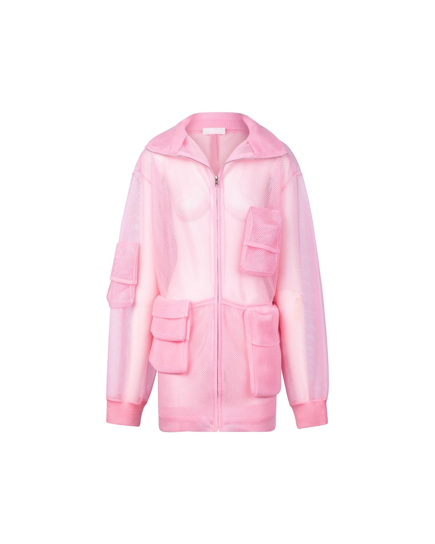 櫻粉色網布zip-up jacket $6,995