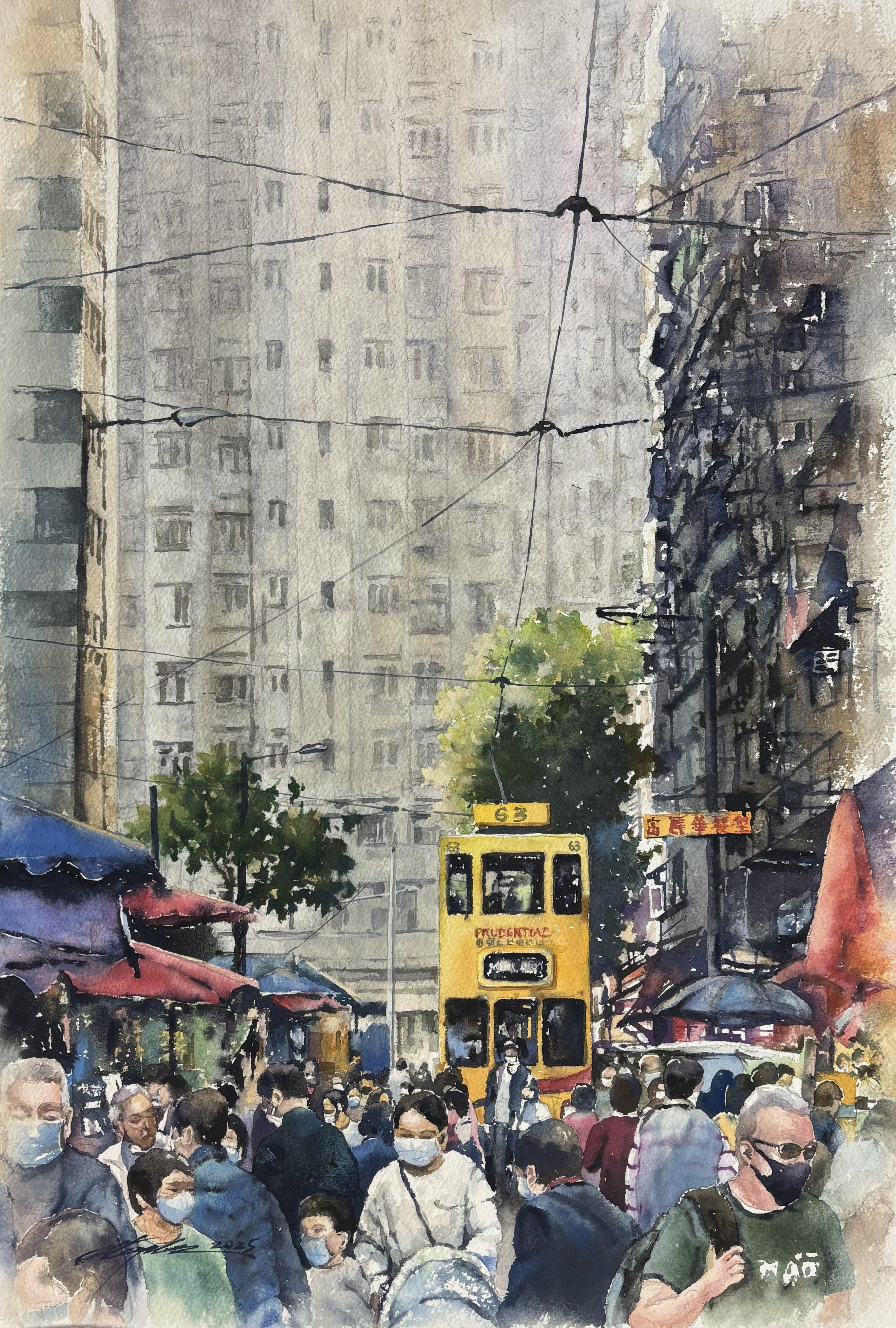 游榮光水彩畫作品《北角風情》。