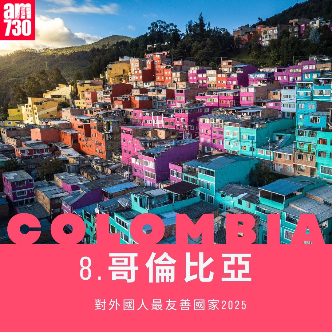 對外國人最友善地方2025|哥倫比亞第8(am730製圖)