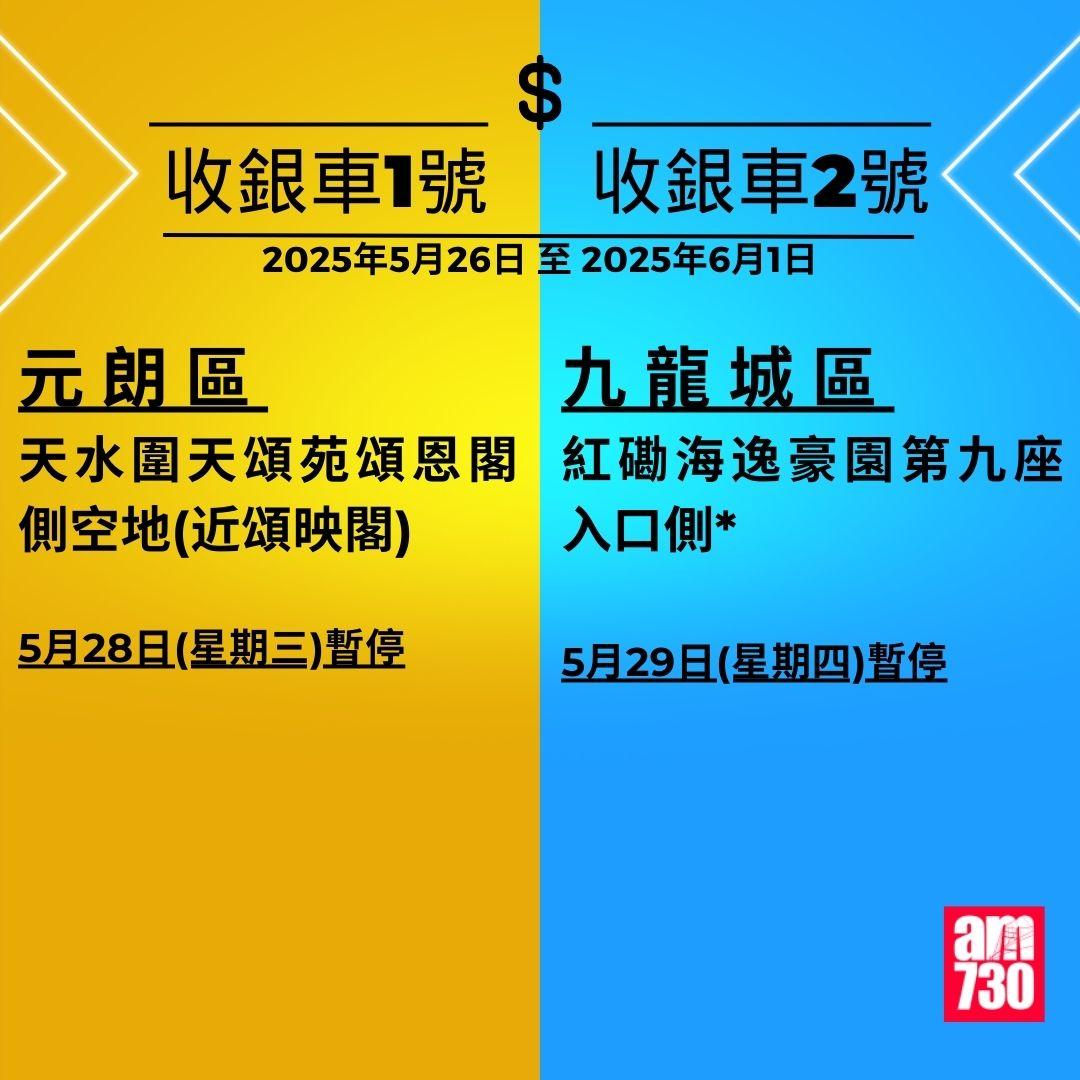金管局收銀車時間表|2025年3月3日至2025年6月1日