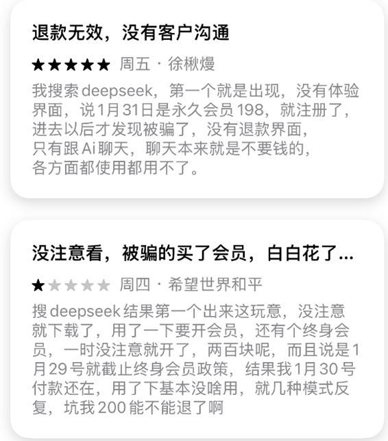 山寨DeepSeek令不少內地網民中招。(互聯網)