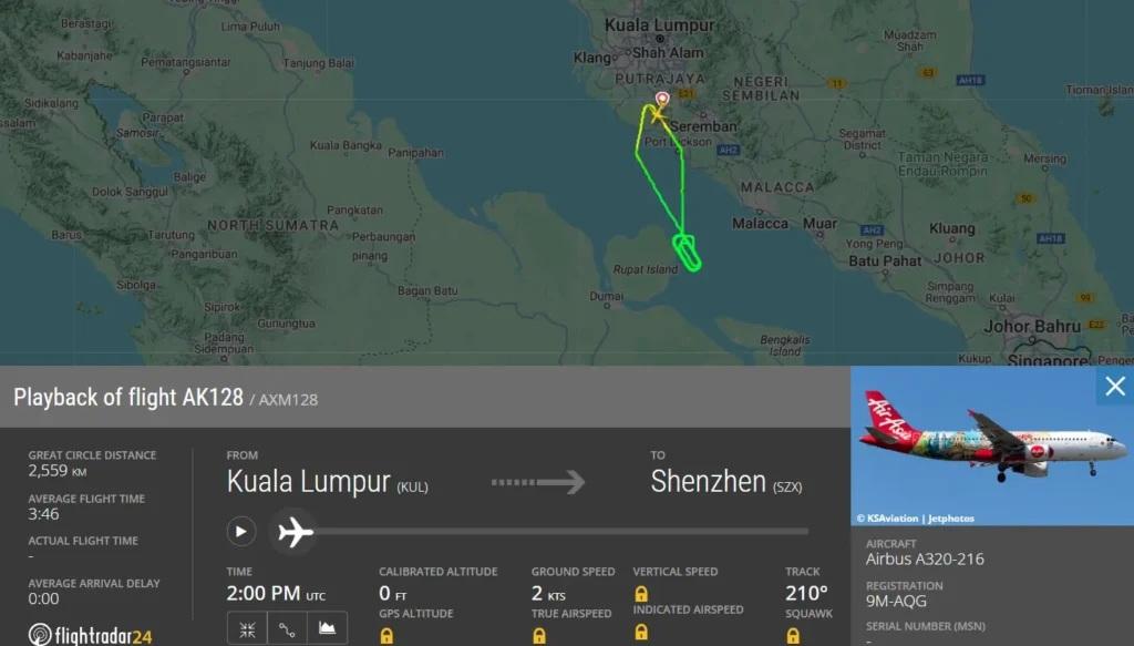 亞航飛深圳折返吉隆坡