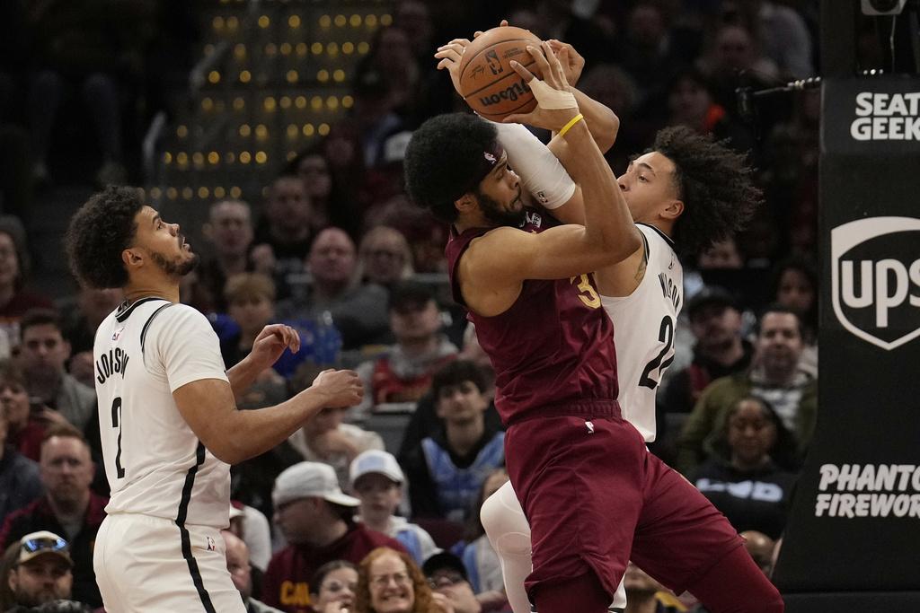 騎士109:104贏籃網。(美聯社)