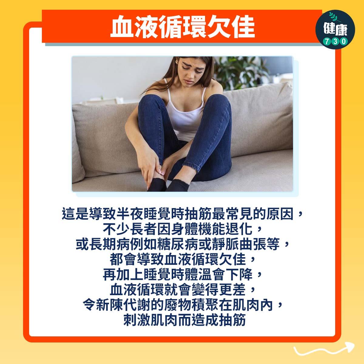瞓瞓下抽筋原因|血液循環欠佳(am730製圖)