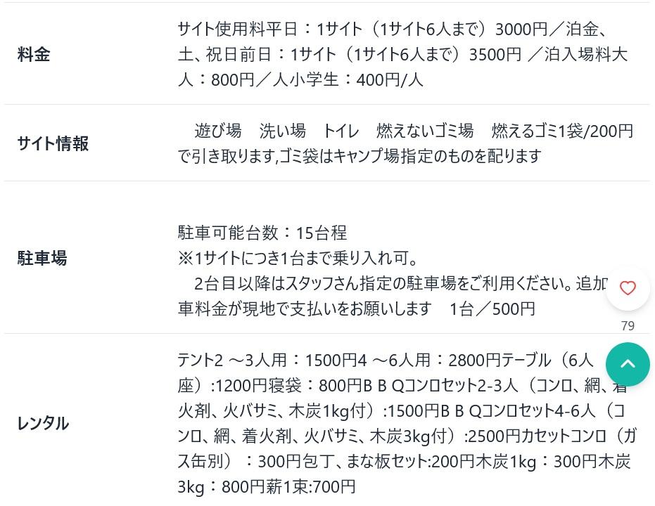 有關露營場地有在網上公布收費。(X)