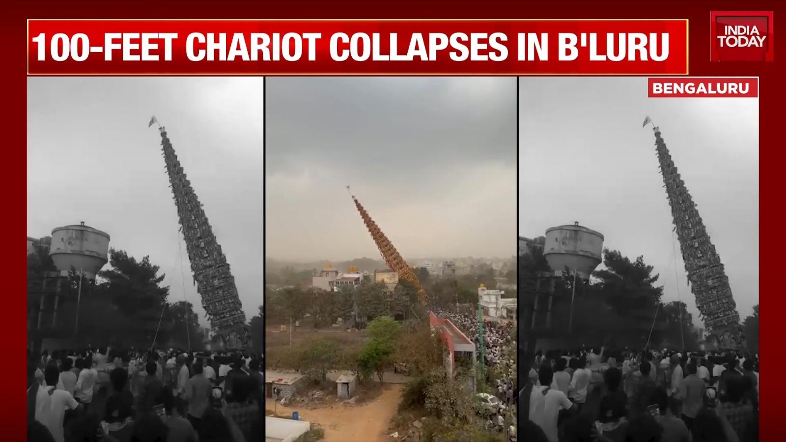 印度30米花車傾斜意外,2人死亡。(網上截圖)