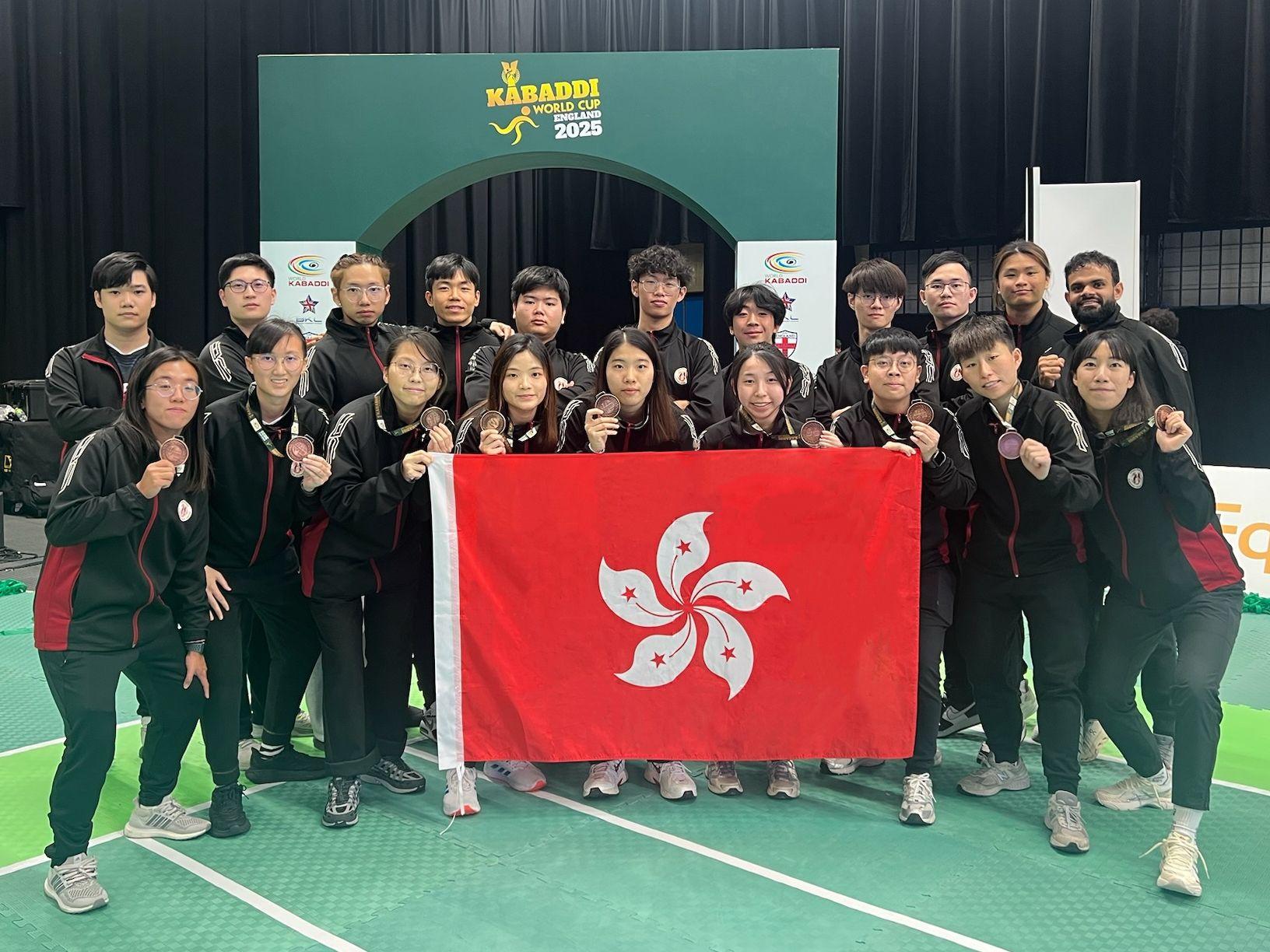 卡巴迪世界盃|香港卡巴迪體育聯會女隊取得季軍,為在國際賽中拿獎牌。(香港卡巴迪體育聯會圖片)