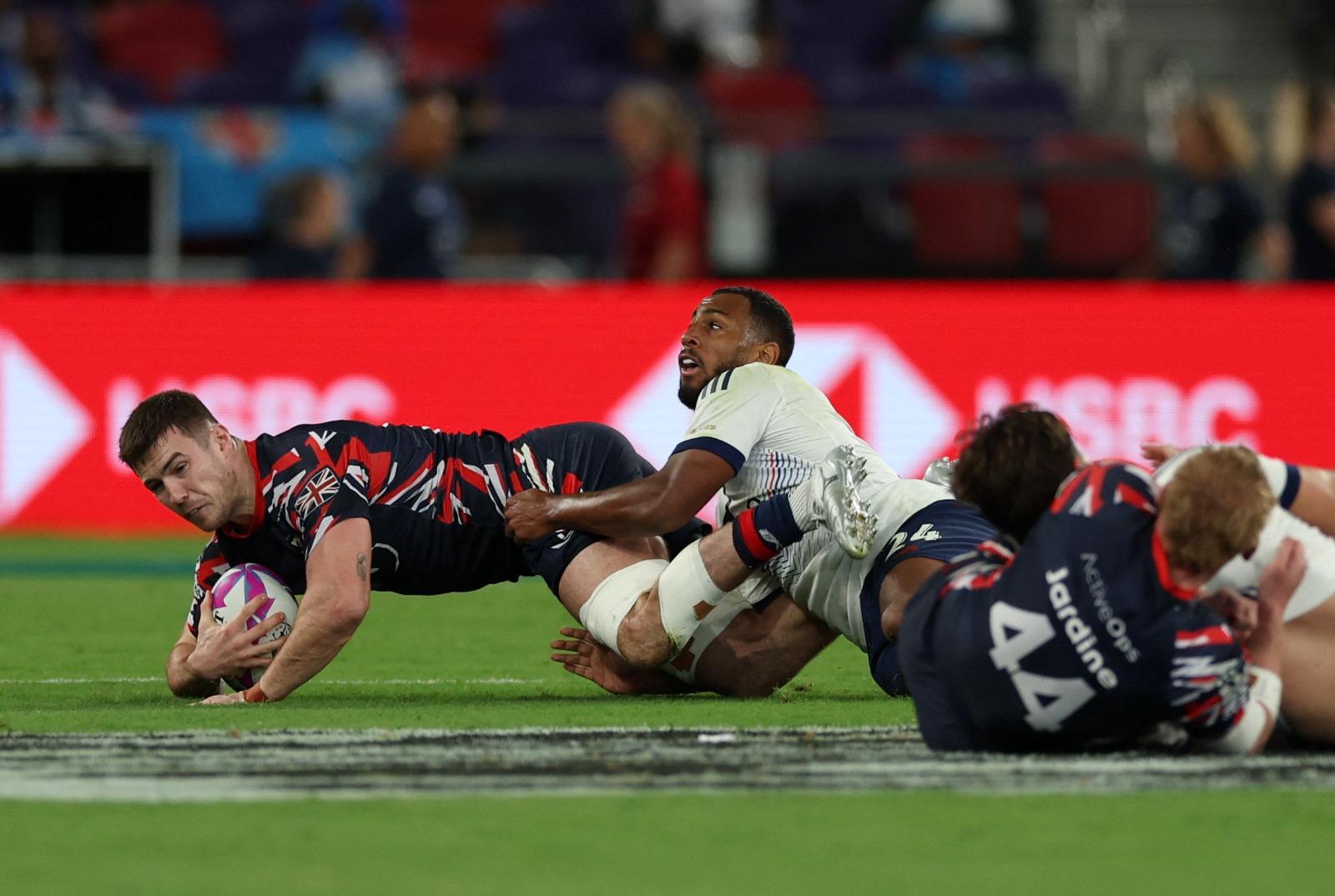 香港國際七人欖球賽2025|英國12︰17負法國。(路透社)