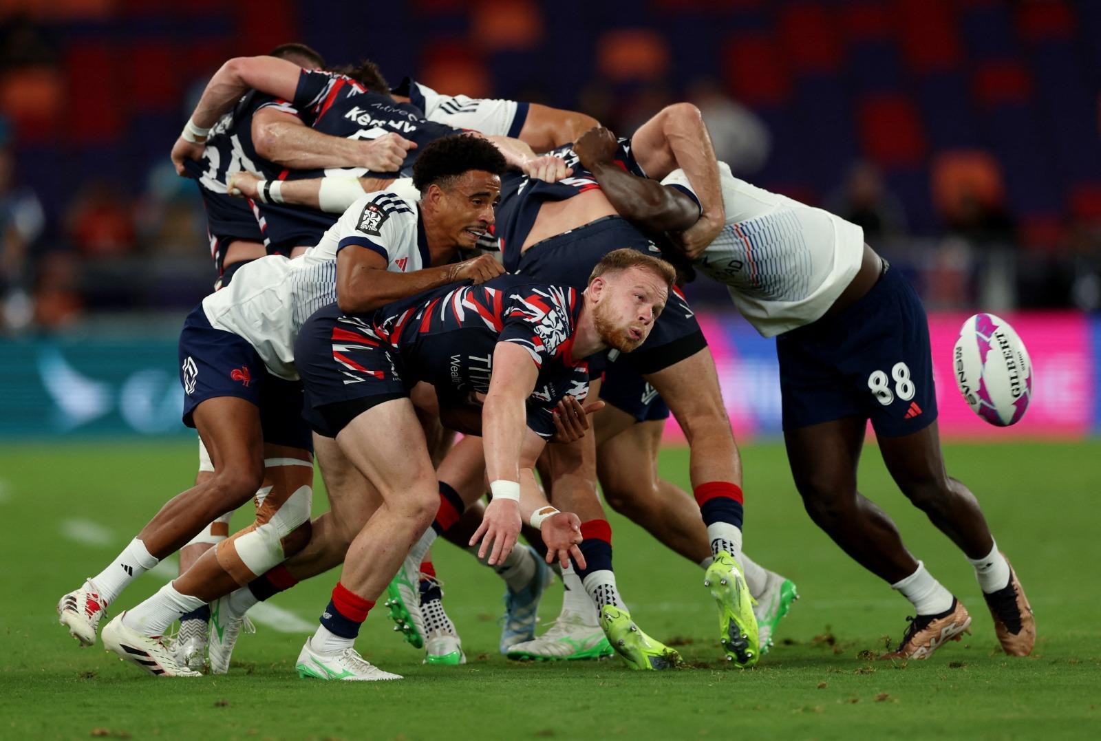 香港國際七人欖球賽2025|英國12︰17負法國。(路透社)