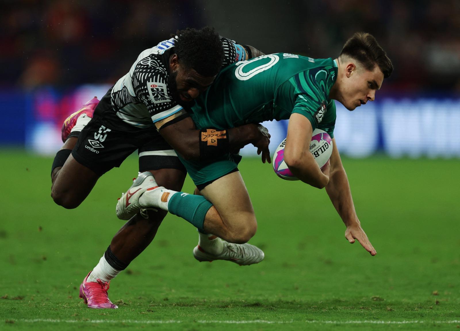 香港國際七人欖球賽2025|斐濟21︰19挫愛爾蘭。(路透社)