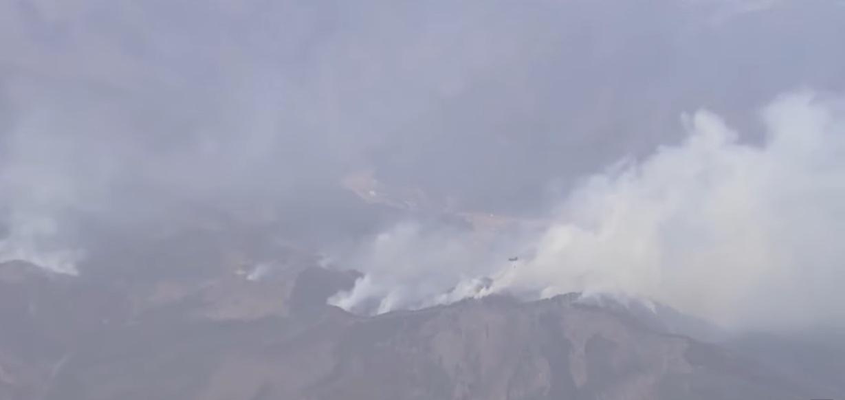 岩手縣大船渡市山火火場周日持續擴大。(互聯網)