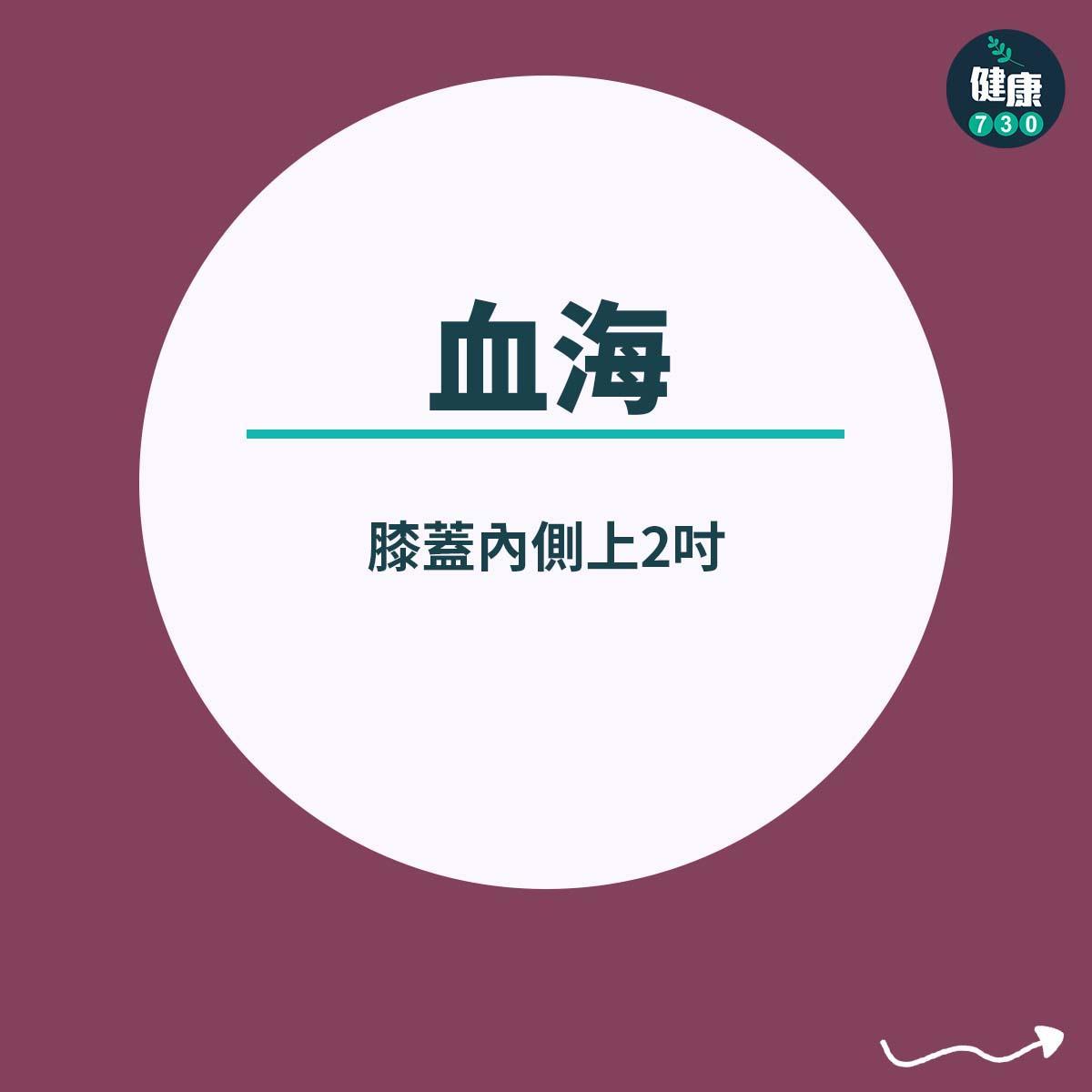 減肥穴位|腳部,血海(膝蓋內側上2吋)