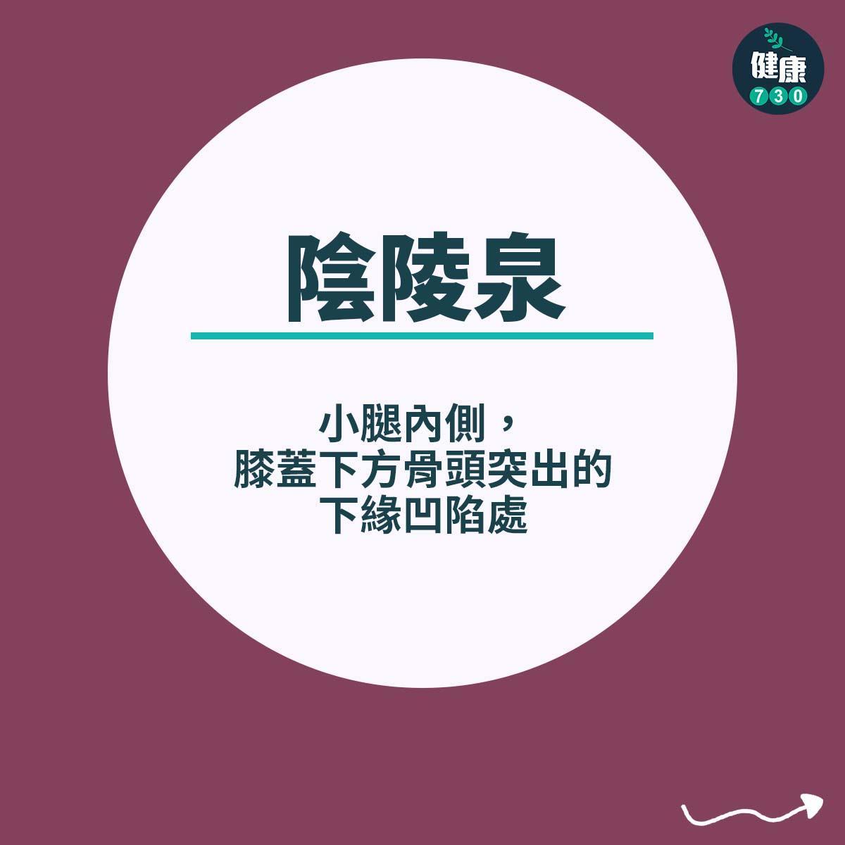 減肥穴位|腳部,陰陵泉(小腿內側,膝蓋下方骨頭突出的下緣凹陷處)