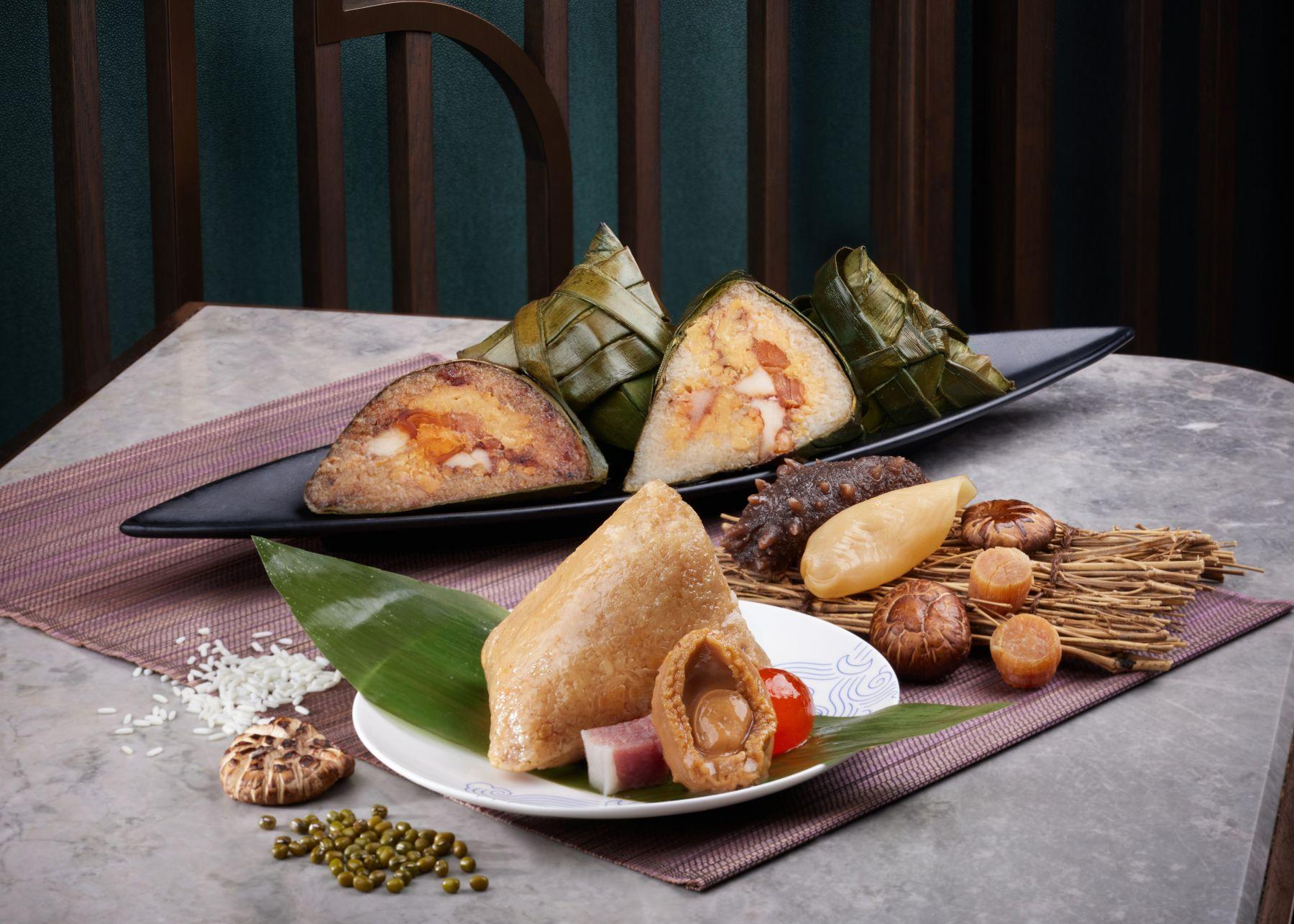 極尚端午粽套裝$368,現正推出超值優惠,買五套送一套,每套額外送贈「極品瑤柱櫻花蝦XO醬」(價值$88)。先到先得,送完即止。