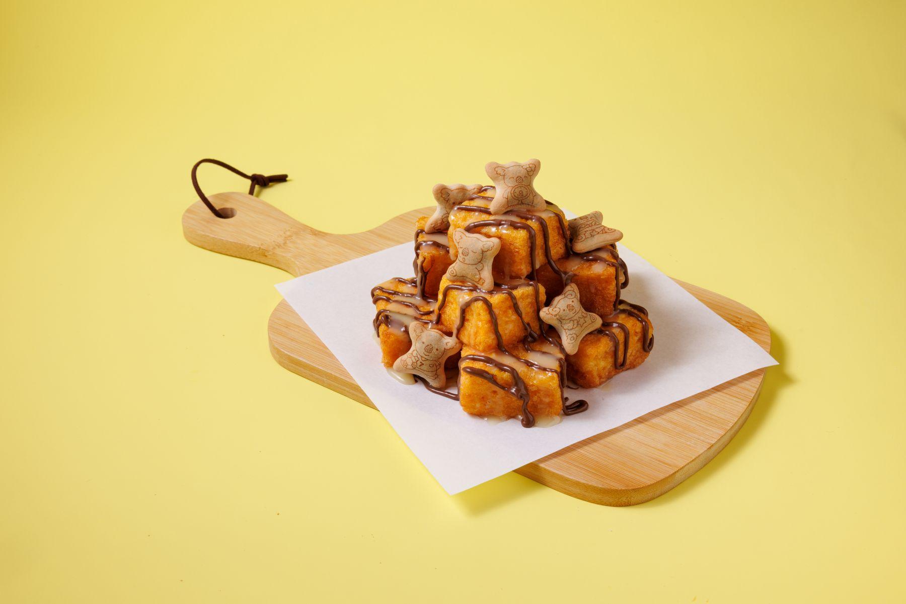 樂天小熊餅黑白醬一口西多(朱古力 + 煉奶) $32,套餐連豆漿奶蓋朱古力$50