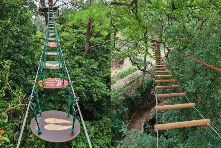 西樵山內也有野外遊戲,挑戰體能。(圖片來源:Yat三月@小紅書)