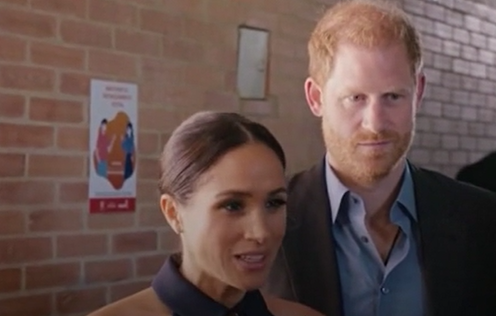 哈里說話被梅根打斷,閃過一絲無奈神情。(互聯網)