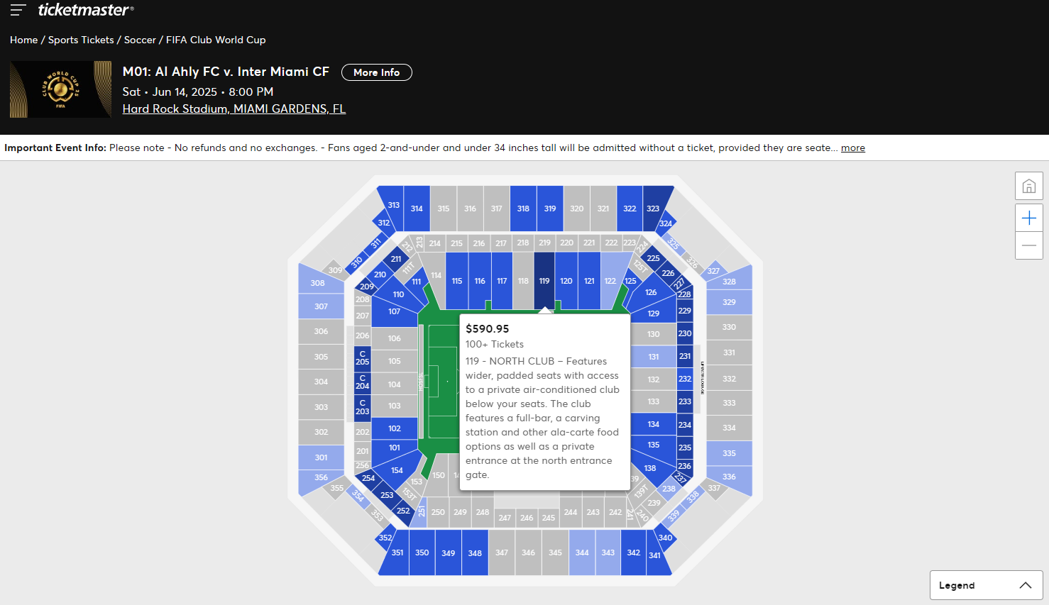 美國售票平台,世冠盃的揭幕戰仍有不少門票未售出。(網頁截圖)
