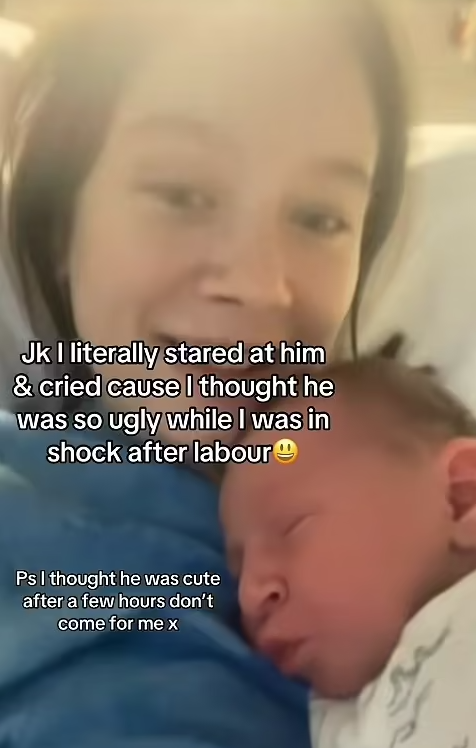 潔絲指她起初覺得兒子很可愛,但看真又覺得他好醜。(互聯網)