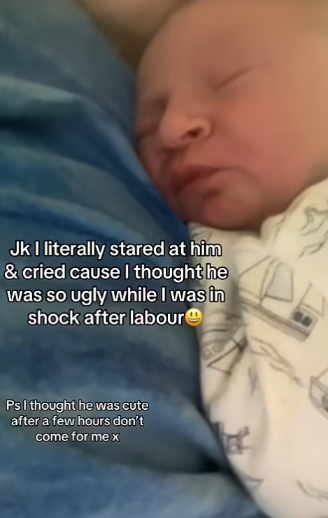 潔絲指她起初覺得兒子很可愛,但看真又覺得他好醜。(互聯網)