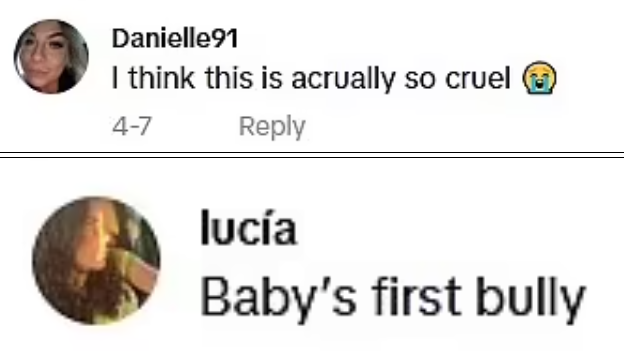 網民批評潔絲,不忿BB出生第一日即受欺凌。(互聯網)