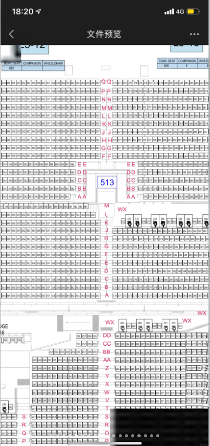 小紅書流出啟德主場館5樓的座位表。