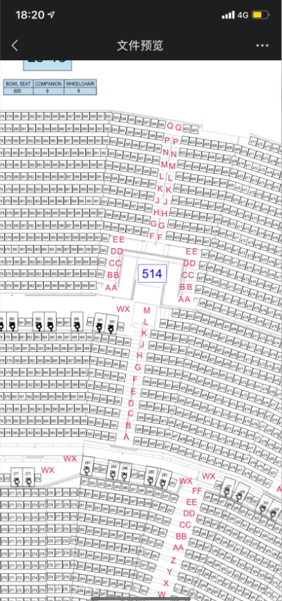 小紅書流出啟德主場館5樓的座位表。