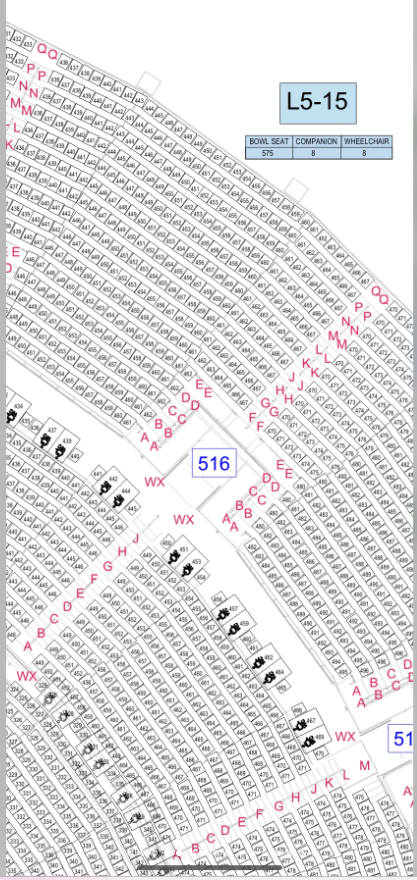 小紅書流出啟德主場館5樓的座位表。