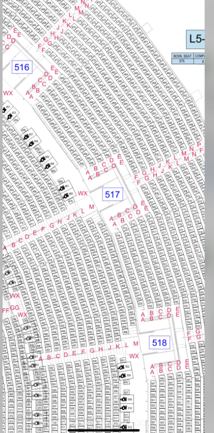 小紅書流出啟德主場館5樓的座位表。