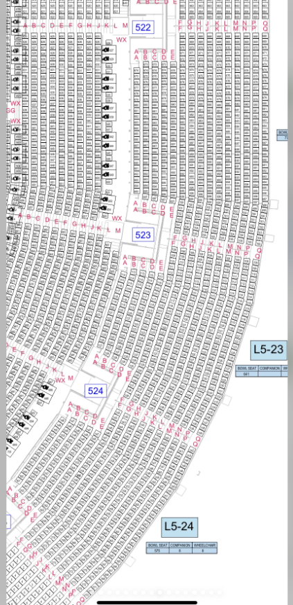 小紅書流出啟德主場館5樓的座位表。