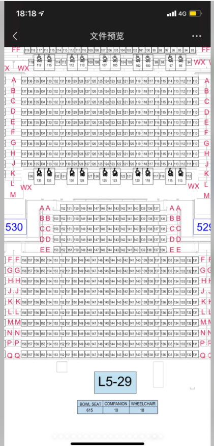 小紅書流出啟德主場館5樓的座位表。