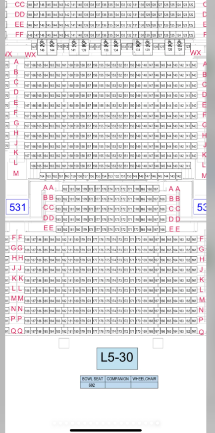 小紅書流出啟德主場館5樓的座位表。