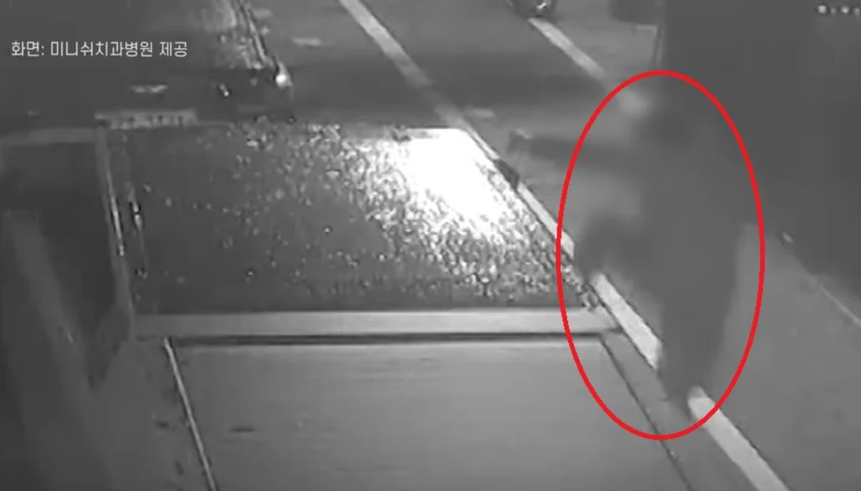 南韓首爾江南區近日發生當街腳踢破壞美國電動車製造商Tesla旗下Cybertruck事件,疑犯為一名中國男遊客,倒後鏡受損。(影片截圖)