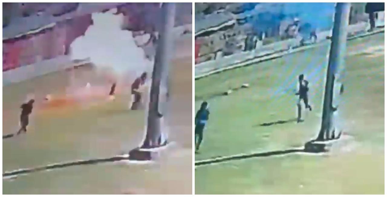 男童隨即倒地,周遭民眾都被嚇壞散開。(X)