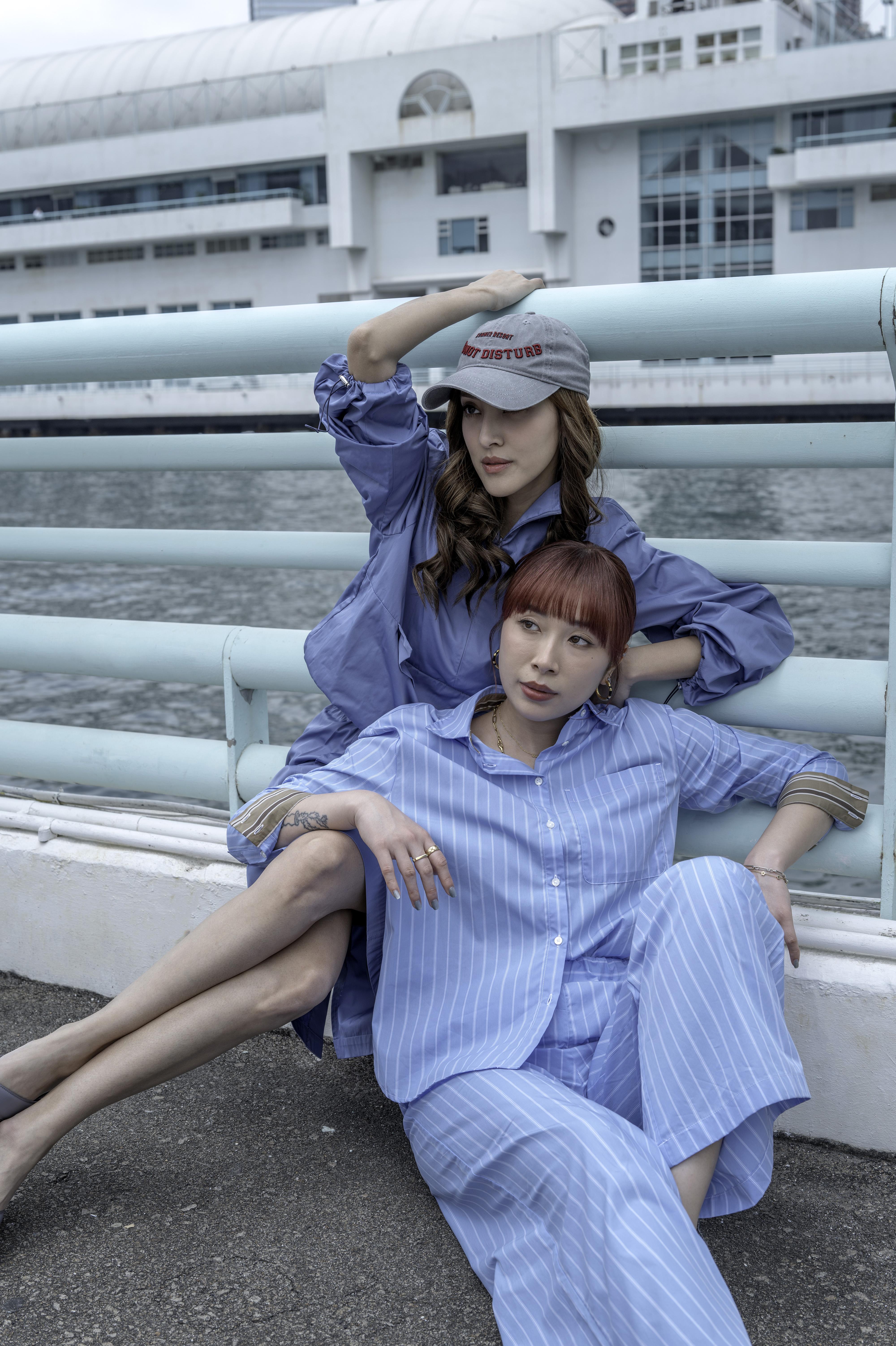 陳凱琳與網紅兼設計師好友Angela拍攝時裝短片。