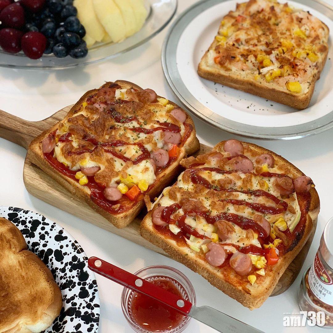 韓式料理|自已親手做的「Pizza多士」可加入滿滿的配料。(instagram @jhkgirl12)