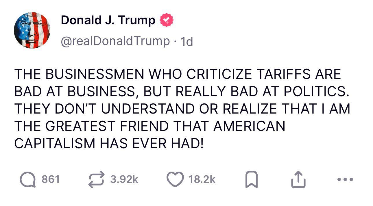 特朗普近日在社交平台宣布「黃金法則」。(Truth Media截圖)